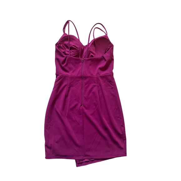 Sequins Hearts Womens/Teen fuchsia Asymmetrical dress Bust pads and Pleated Sz 7 - Picture 3 of 6